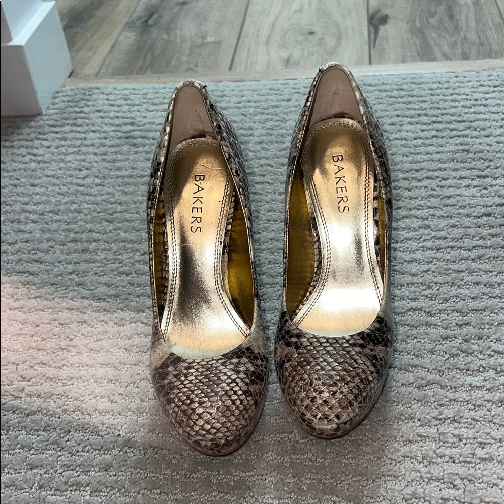 Bakers Snakeskin Heels - Brown and Black